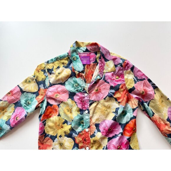 SIMONS x LIBERTY Poppy Wonder Floral Cotton Voile Button Down Blouse, Size XS - Picture 7 of 14